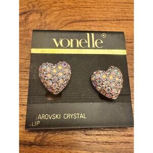 VONELLE SWAROVSKI IRIDESCENT CRYSTAL GOLDTONE EARRINGS